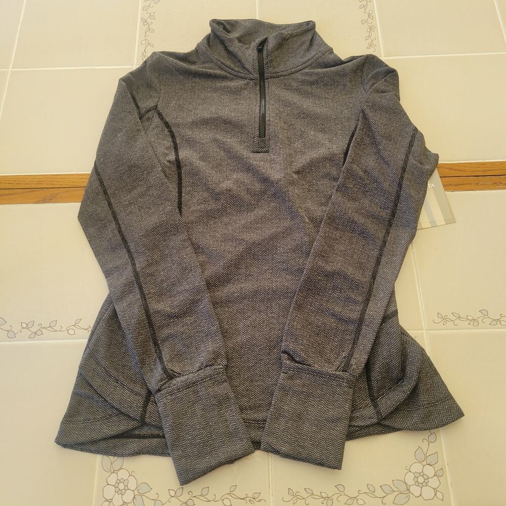NWT Mondetta Womens Hoodless Pullover With Zipper Isabella C Granite Melange S